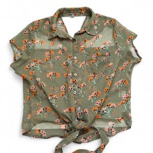 Charlotte Russe Y2K Sheer Cutout Top Size L